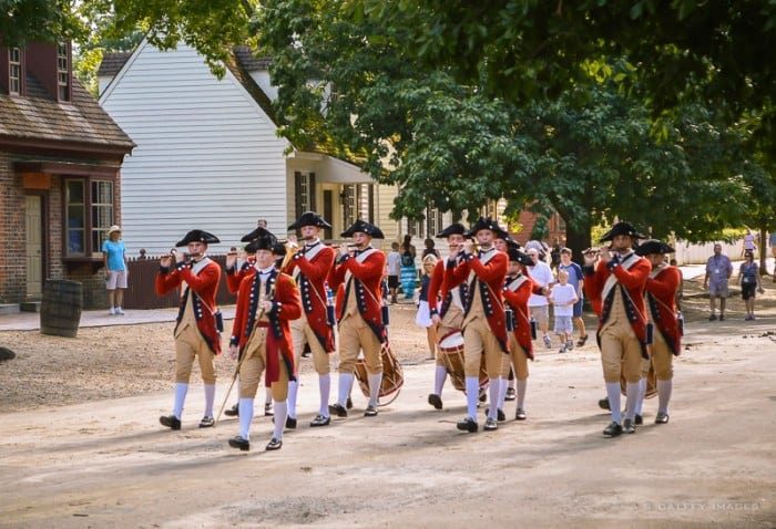 Soldiers marching on the Duke of Gloucester Street