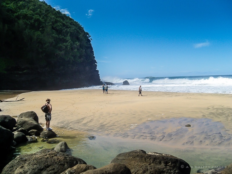 image depicting Hanakapiai beach from hiking Kalalau trail