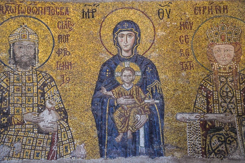 Mosaic representing the Virgin and Child and Emperor John II Komnenos and Empress Irene