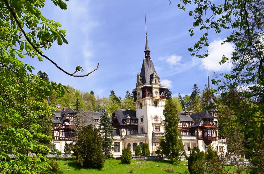 view of Peles Castle in Romania