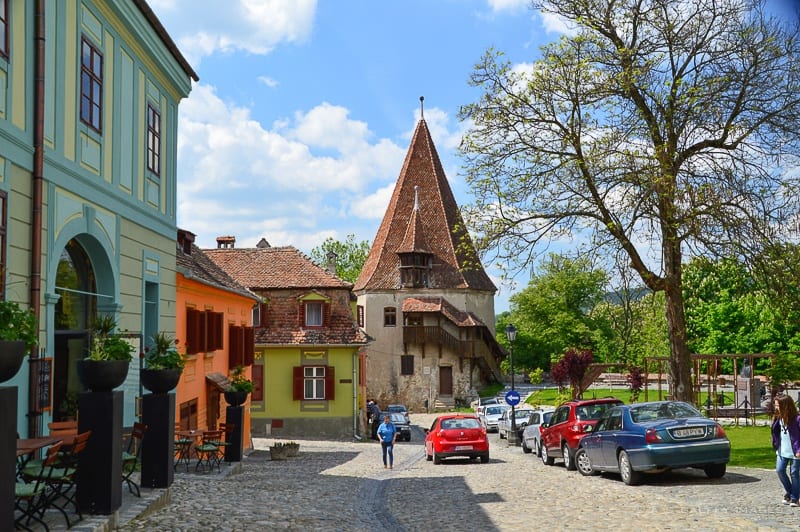Street in the Old town Sighisoara Citadel