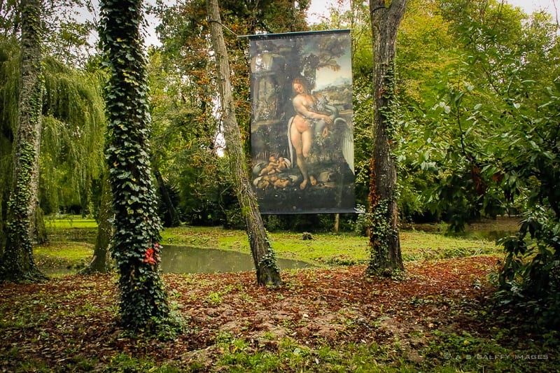 Translucent panel with Da Vinci painting at Chateau Clos Luce