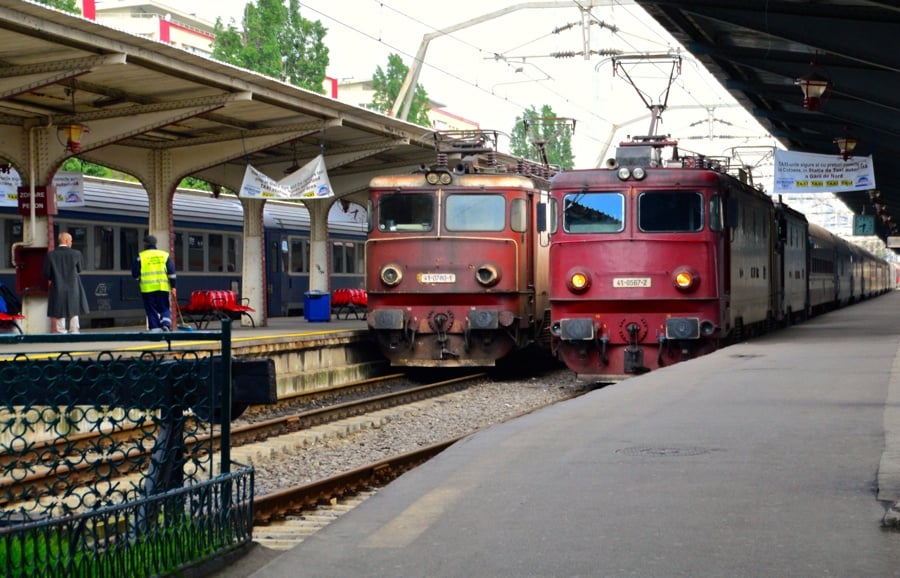 Trains in the North Train Station in Bucharest