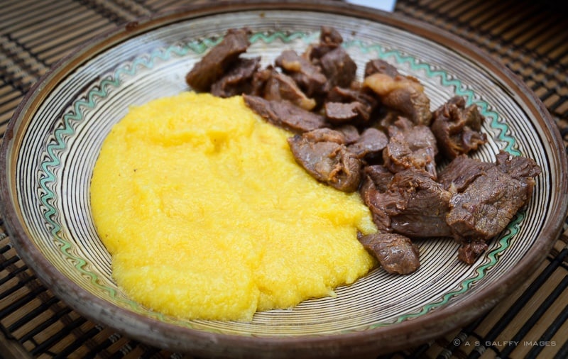 Grilled pastrami with polenta