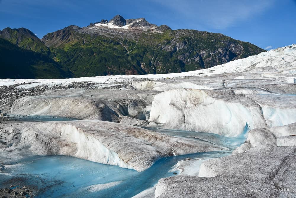 Melting ice on the glacier