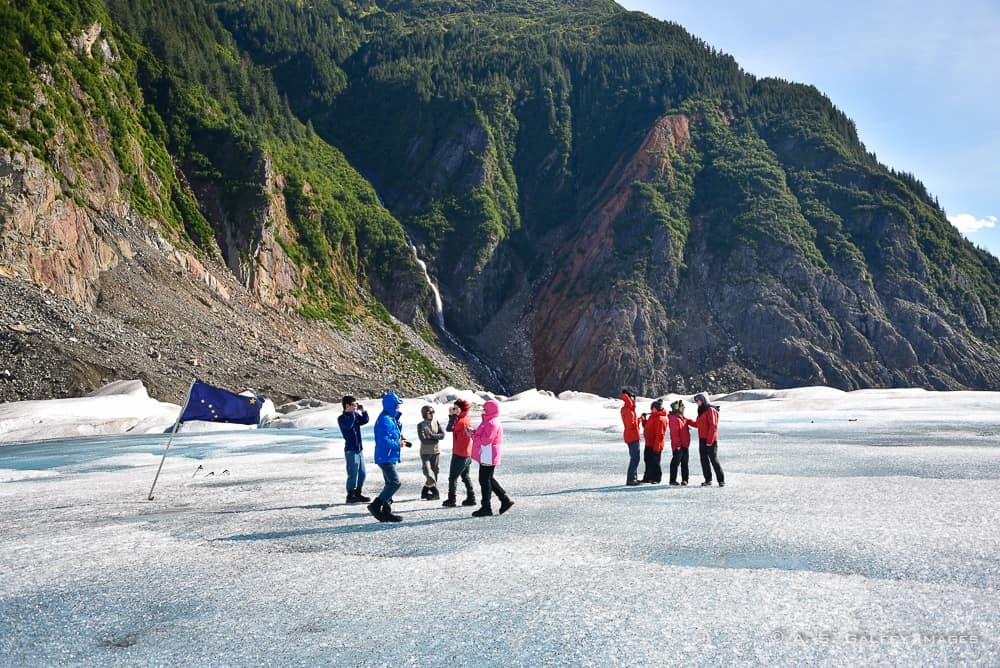 Tourists on the Mendenhall glacier
