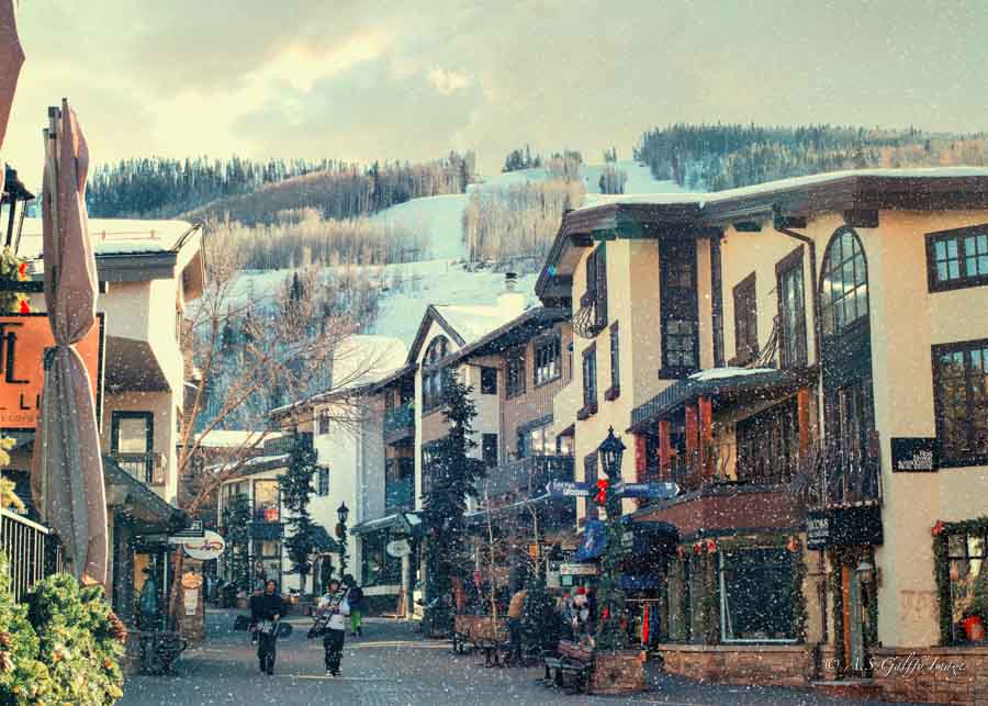 Vail village in the evening