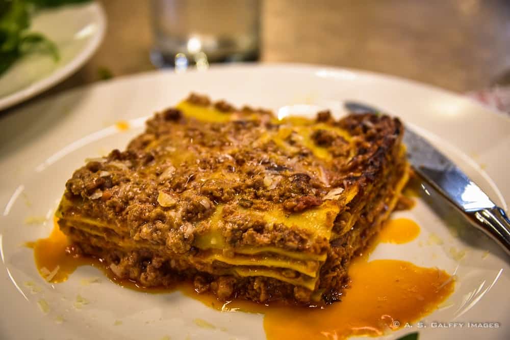 a plate with lasagna at Mercato Centrale 