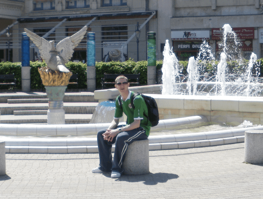 Jonny Blair backpacking in Debrecen in Hungary