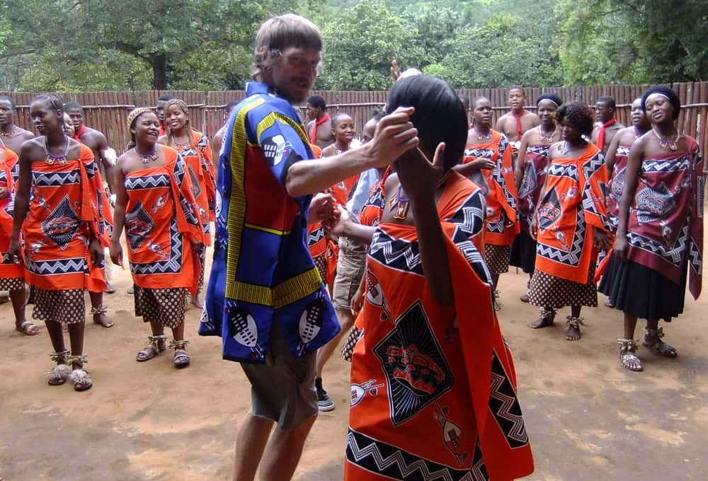 Jonny Blair doing the Sibhaca dance in Mantenga - Swaziland-2