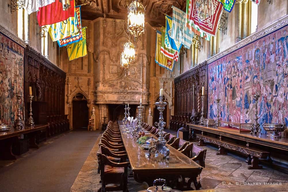 opulent dining room at the castle