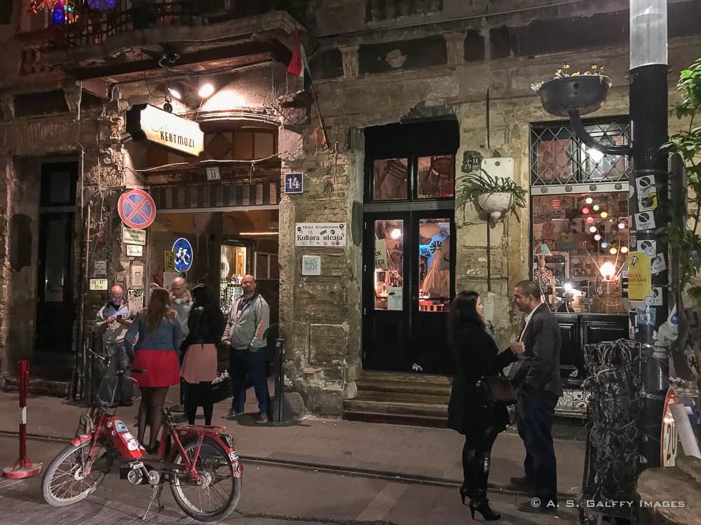 Outside view of the Ruin Pubs in Budapest