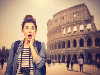 American tourist perplexed by Europe