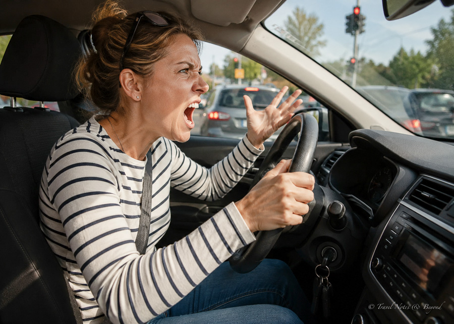 aggressive female driver in Europe