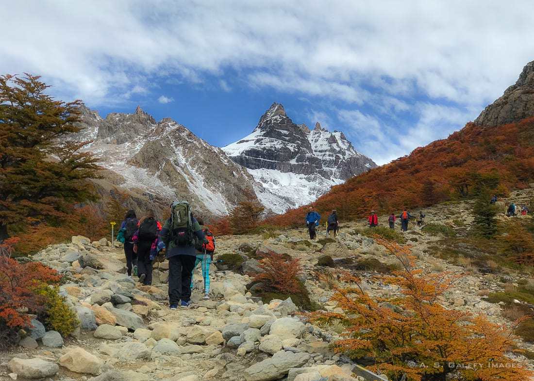 Hikers to Laguna de Los Tres