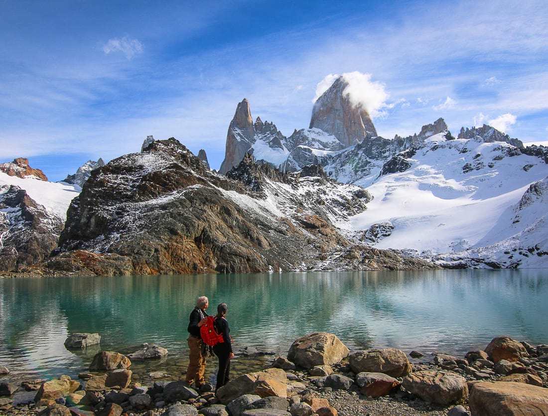 Looking at Mt FitzRoy at Laguna de Los Tres