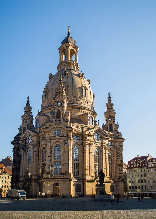 visiting Frauenkirche in Dresden