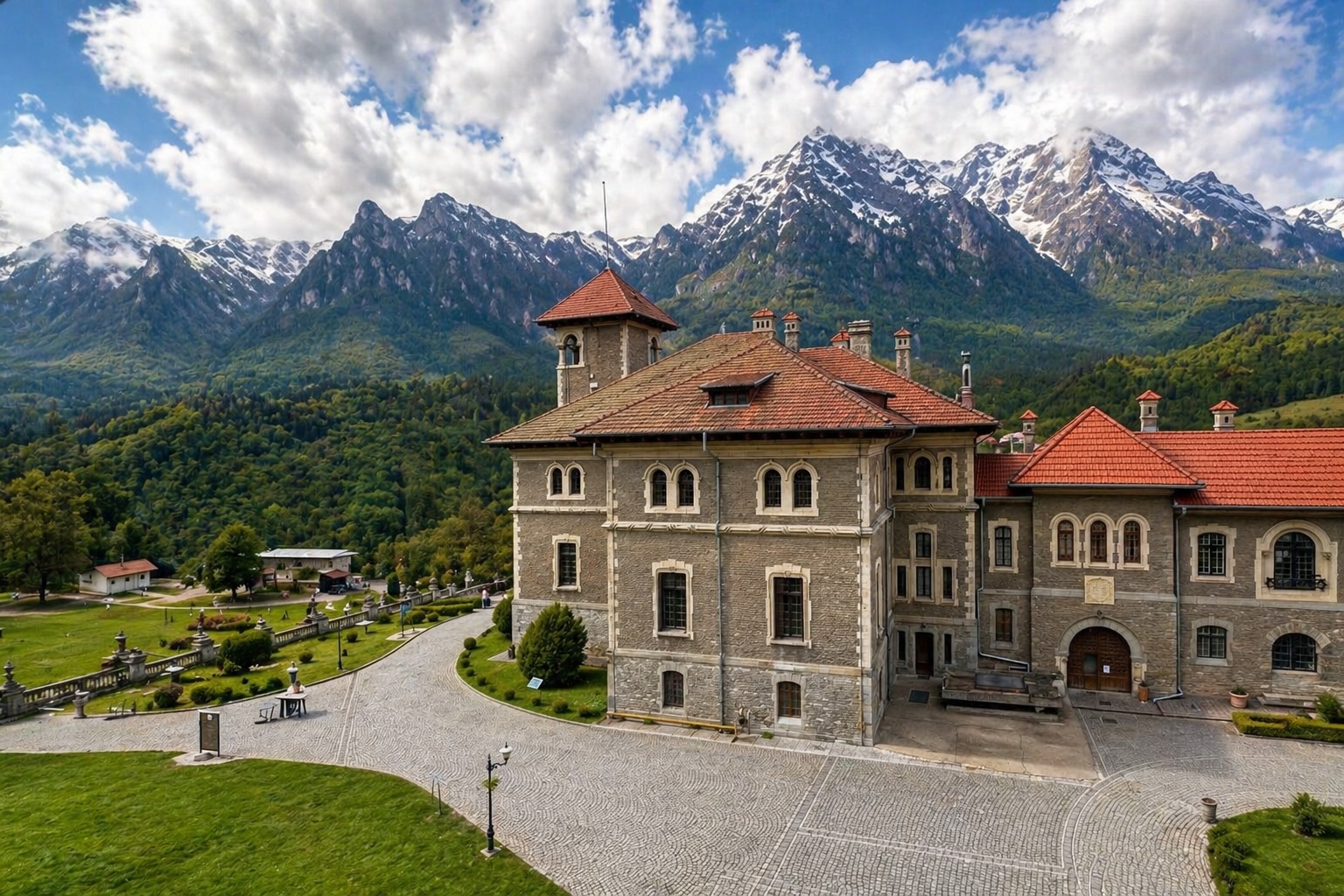 View of Cantacuzino Castle in Romania