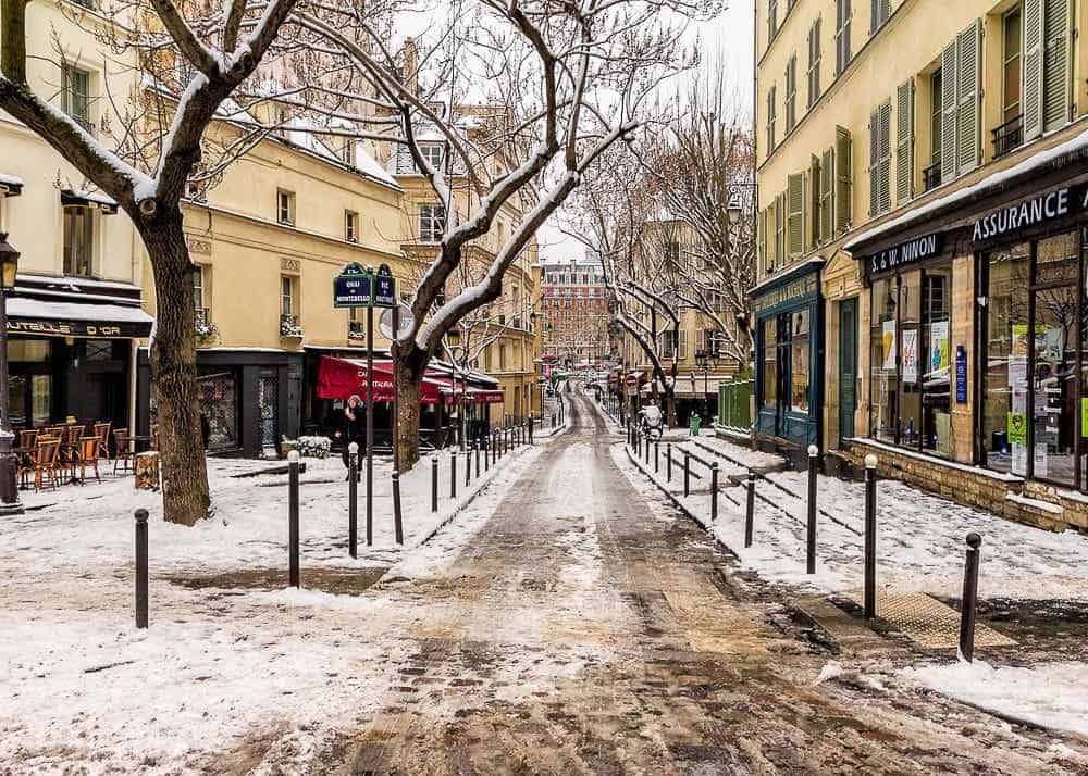 Paris street in winter