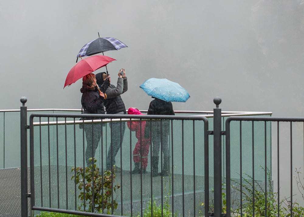 People in the rain