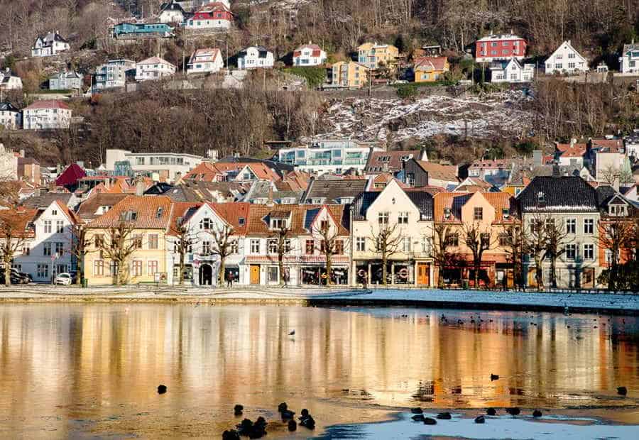 View of Bergen, Norway, in December