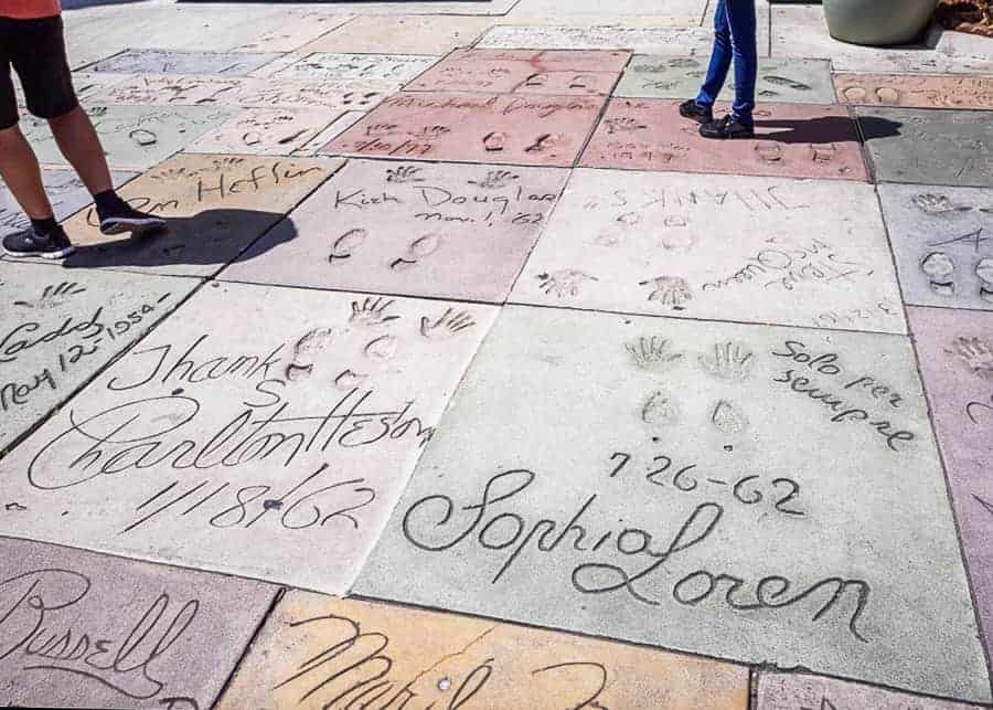 Celebrity imprints in front of the Chinese Theater in Los Angeles