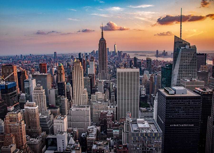 Birdeye view of New York City downtown