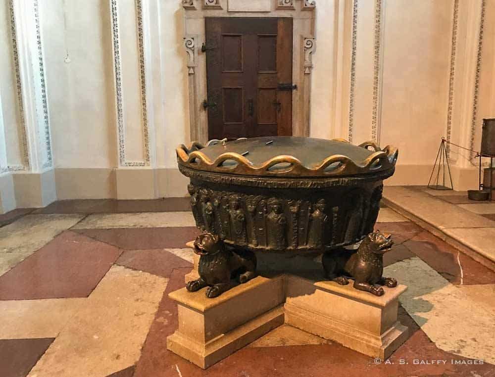 The baptismal font where Mozart was baptized