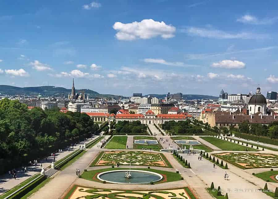 View of the Belvedere Gardens in Vienna city center