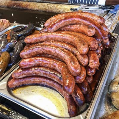 Hungarian smoked sausages at the food festival