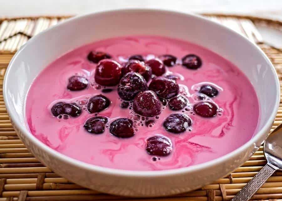 Hungarian dish sour cherry soup