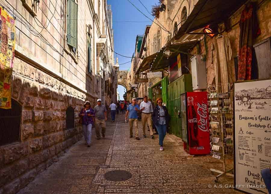 Tourists walking through Jerusalem