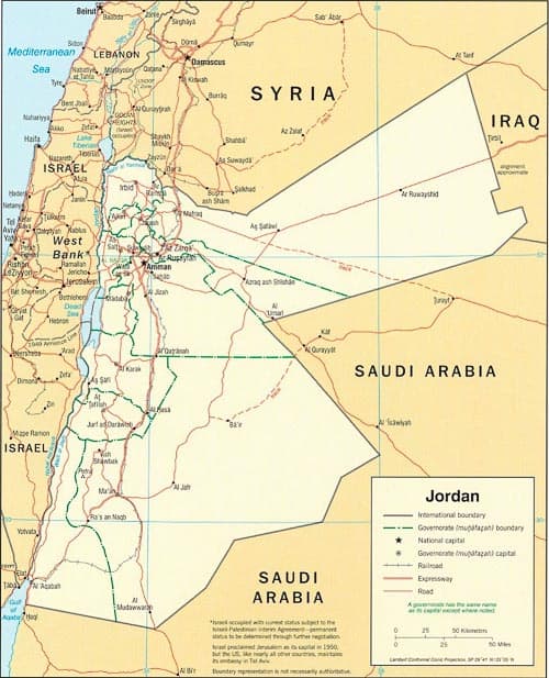 Travel to Jordan map 