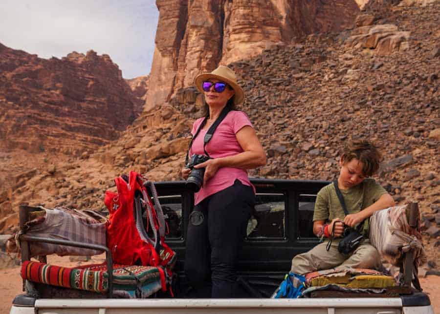 Riding the jeep in the Wadi Rum desert 