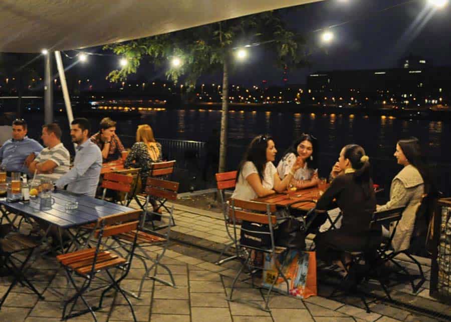 Young Hungarians in a restaurant