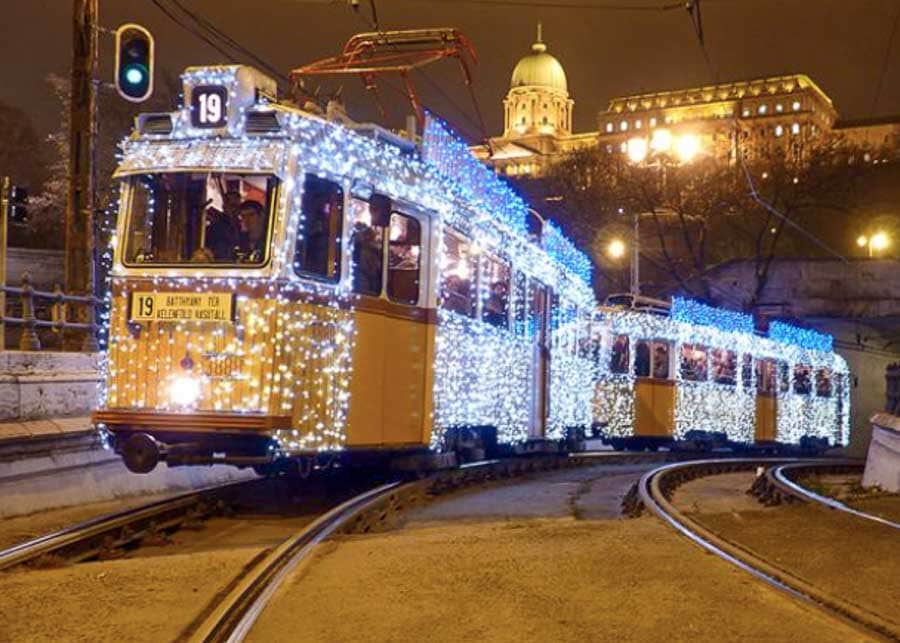 The Christmas tram in Budapest