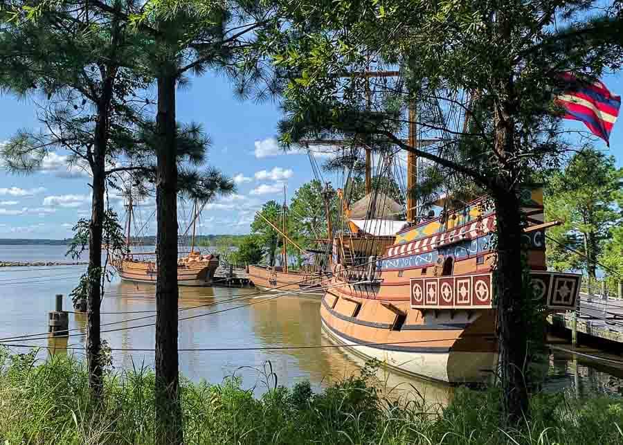 Replicas of the three ships that sailed from England to Virginia in 1607 