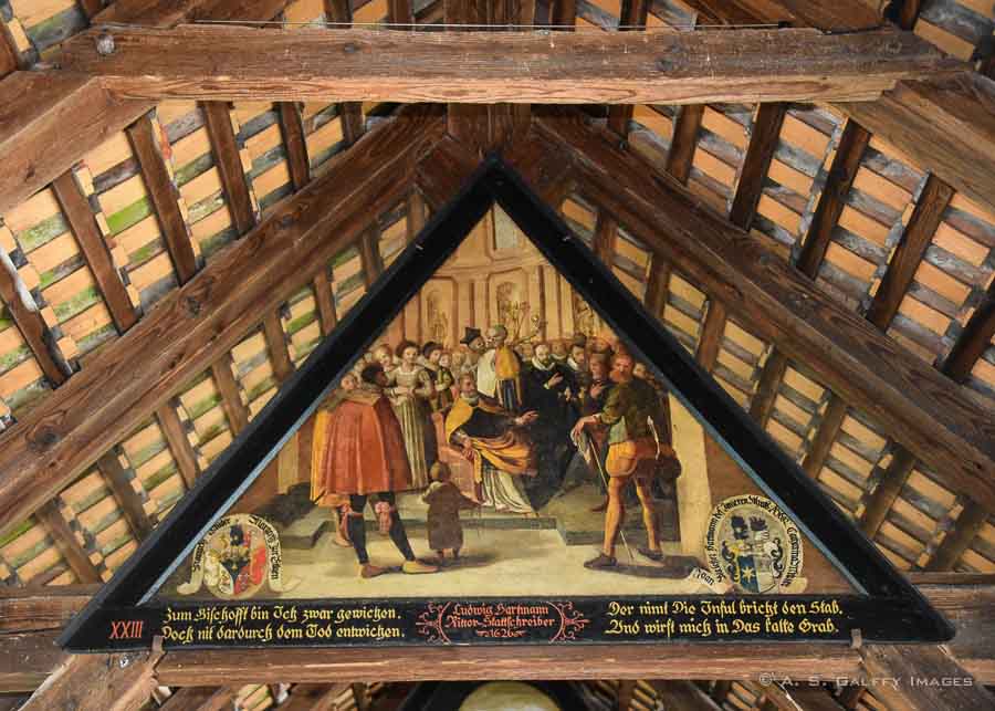 Paintings adorning Chapel Bridge in Lucerne
