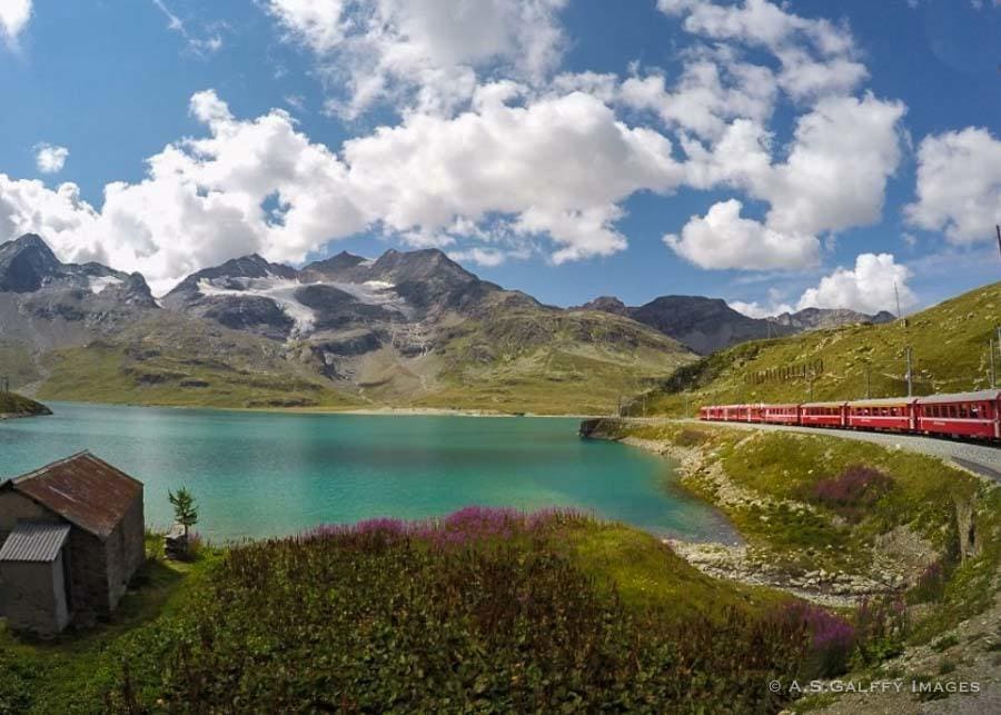 Beautiful scenery along the Bernina Express route