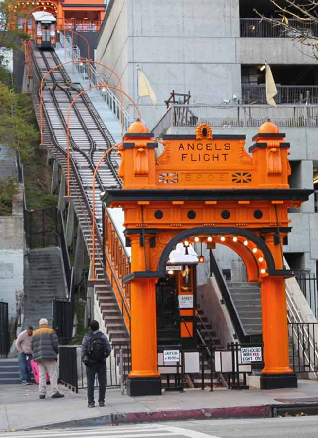 Visiting Angels Flight in Downtown Los Angeles on a self guided walking tour