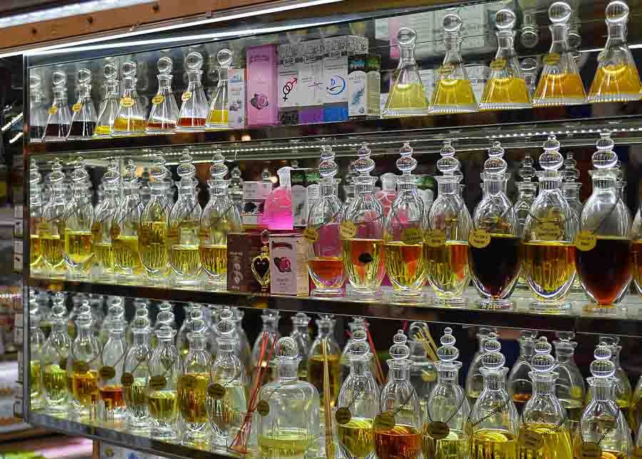 French perfumes on shelves