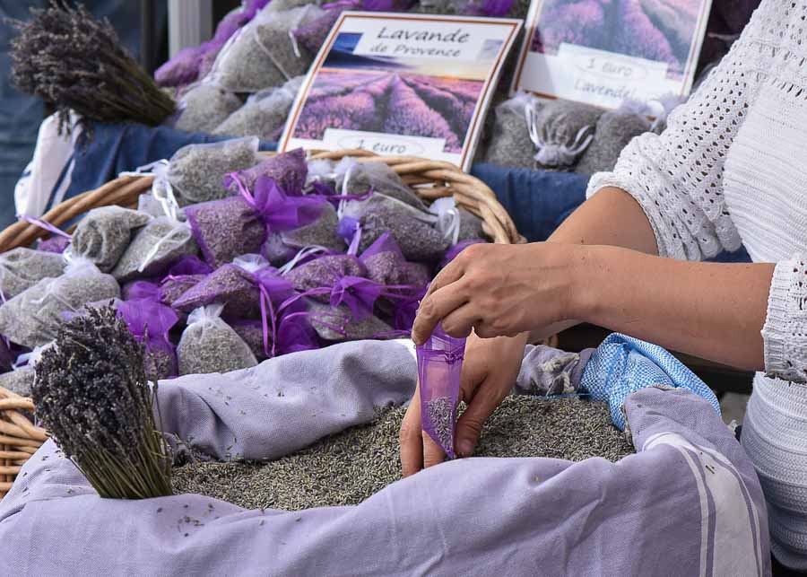 Lavender sachets sold at the market