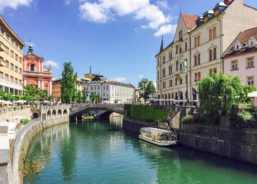 walking along the Canal, one of the best places to visit in Ljubljana: 