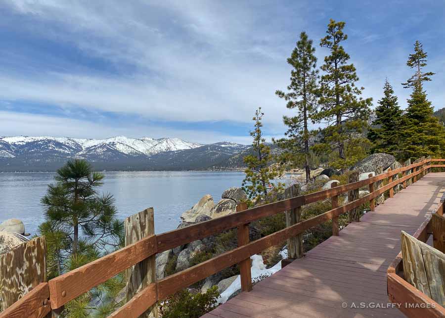 Wooden walkway around Sand Harbor Beach