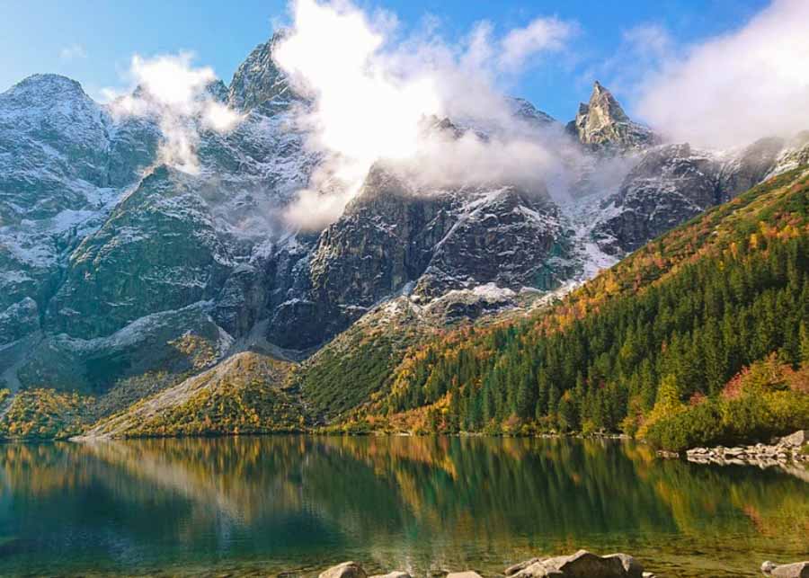 View of mountain peaks in Tatra Mountains in Poland