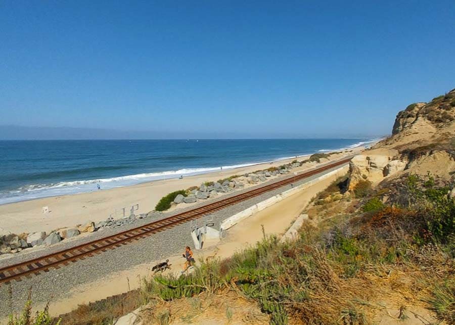 View of the train tracks in San Clemente State Beach