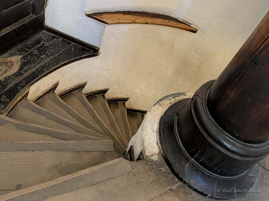 the spiral staircase at Bran Castle (Dracula's Castle) that was used by guards and servants