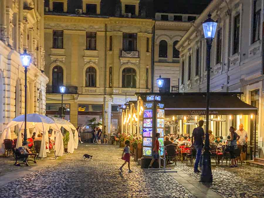 Bucharest Old Town at night