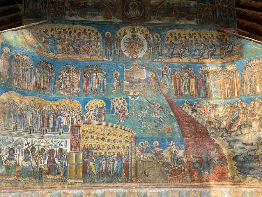 The Last Judgment fresco at Voronet Monastery