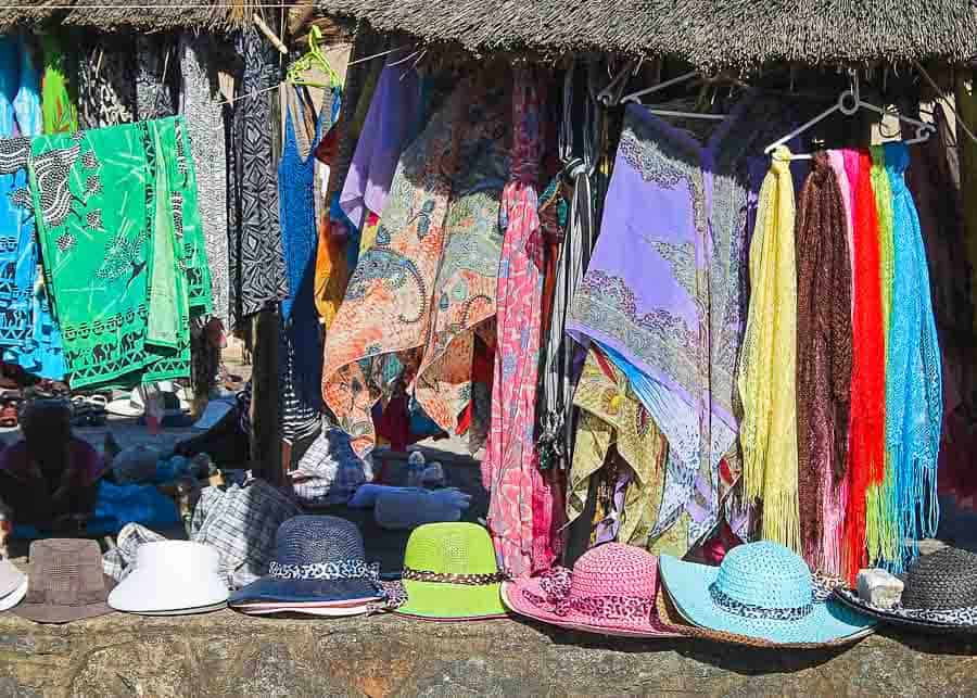 Sarongs for sale in an open market in Hawaii